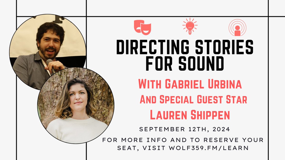 Gabriel Urbina (@gabrielurbinatm) on Twitter photo 🎙️ I'm teaching a class on how to direct audio fiction!
👨🏫 The do's! The don't do's! The how do's! The secret weapon! ☢️ And more!
Featuring special guest stars! 🤩 For the September 12th workshop, I'll be joined by the amazing <a href="/laurenshippen/">Lauren Shippen</a>!
📅 Reserve your seat today! 🎙️ I'm teaching a class on how to direct audio fiction!
👨🏫 The do's! The don't do's! The how do's! The secret weapon! ☢️ And more!
Featuring special guest stars! 🤩 For the September 12th workshop, I'll be joined by the amazing <a href="/laurenshippen/">Lauren Shippen</a>!
📅 Reserve your seat today!