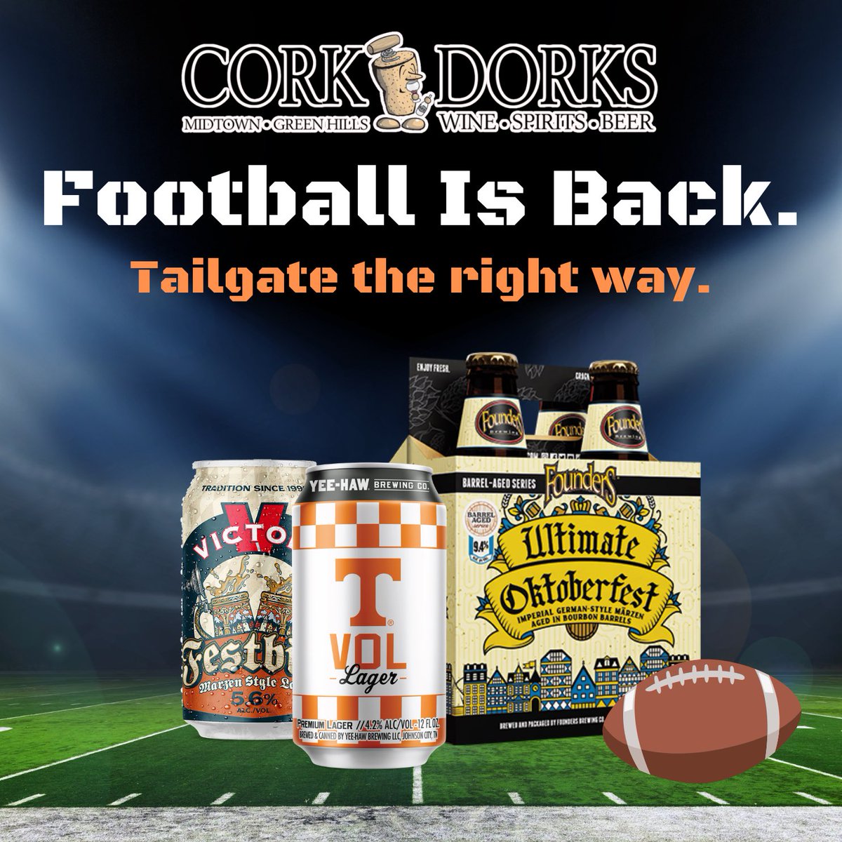 Football is back. 🏈🍻
Tailgate the right way… with Corkdorks Wine Spirits Beer! #football #tailgateseason