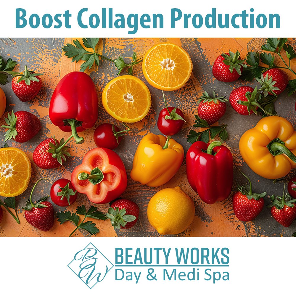 Boost Collagen Production:
Eat foods that support collagen production, such as citrus fruits, bell peppers, and collagen-boosting supplements. Collagen helps maintain the elasticity and firmness of your skin. beautyworksspa.com
#ProtectYourSkin #BeautyWorksSpa #Collagen