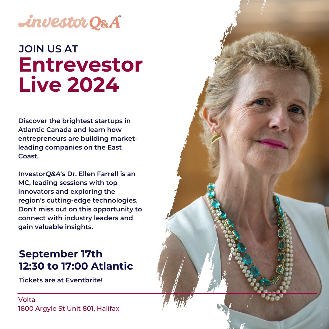 ✨ Experience the Best of Atlantic Canadian Innovation at Entrevestor Live 2024!  <a href="/voltaeffect/">Volta</a> . 

Catch Dr. Farrell in action on September 17th! 
🎟 Tickets are selling out fast: eventbrite.ca/e/entrevestor-…

#EntrevestorLive #SuccessStory #womenempowerment #Entrepreneurship