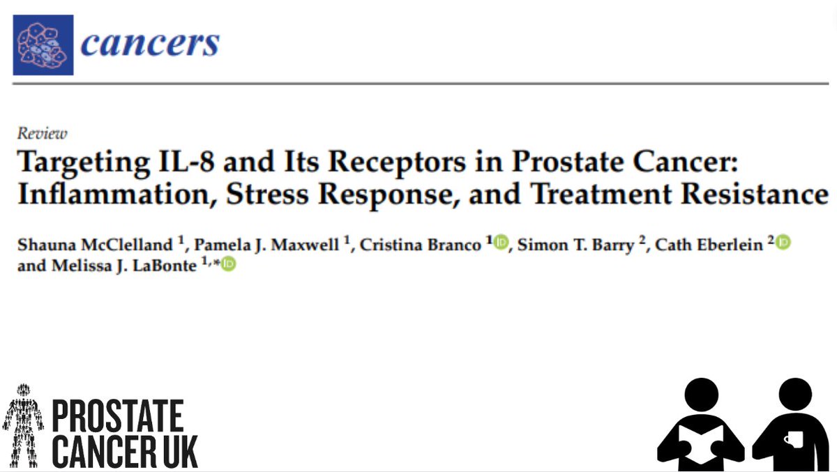 ProstateUK Profs (@prostateukprofs) on Twitter photo Could treatments targeting the IL-8 pathway be a future therapy for #prostatecancer?
A new publication in <a href="/Cancers_MDPI/">Cancers MDPI</a> from a team led by <a href="/drsciencegirl/">M. Wilson</a> from <a href="/QubPGJCCR/">The Patrick G Johnston Centre for Cancer Research</a> reviews the latest advances in this area.
Grab a ☕ and read more: bit.ly/3MrgoHi Could treatments targeting the IL-8 pathway be a future therapy for #prostatecancer?
A new publication in <a href="/Cancers_MDPI/">Cancers MDPI</a> from a team led by <a href="/drsciencegirl/">M. Wilson</a> from <a href="/QubPGJCCR/">The Patrick G Johnston Centre for Cancer Research</a> reviews the latest advances in this area.
Grab a ☕ and read more: bit.ly/3MrgoHi