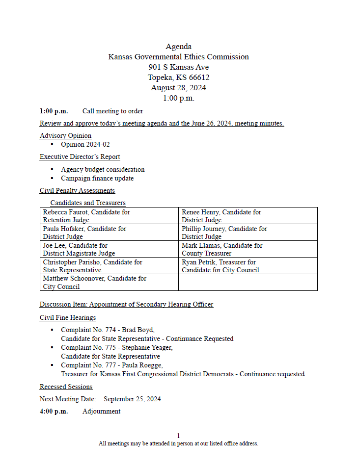Kansas Governmental Ethics Commission tweet media