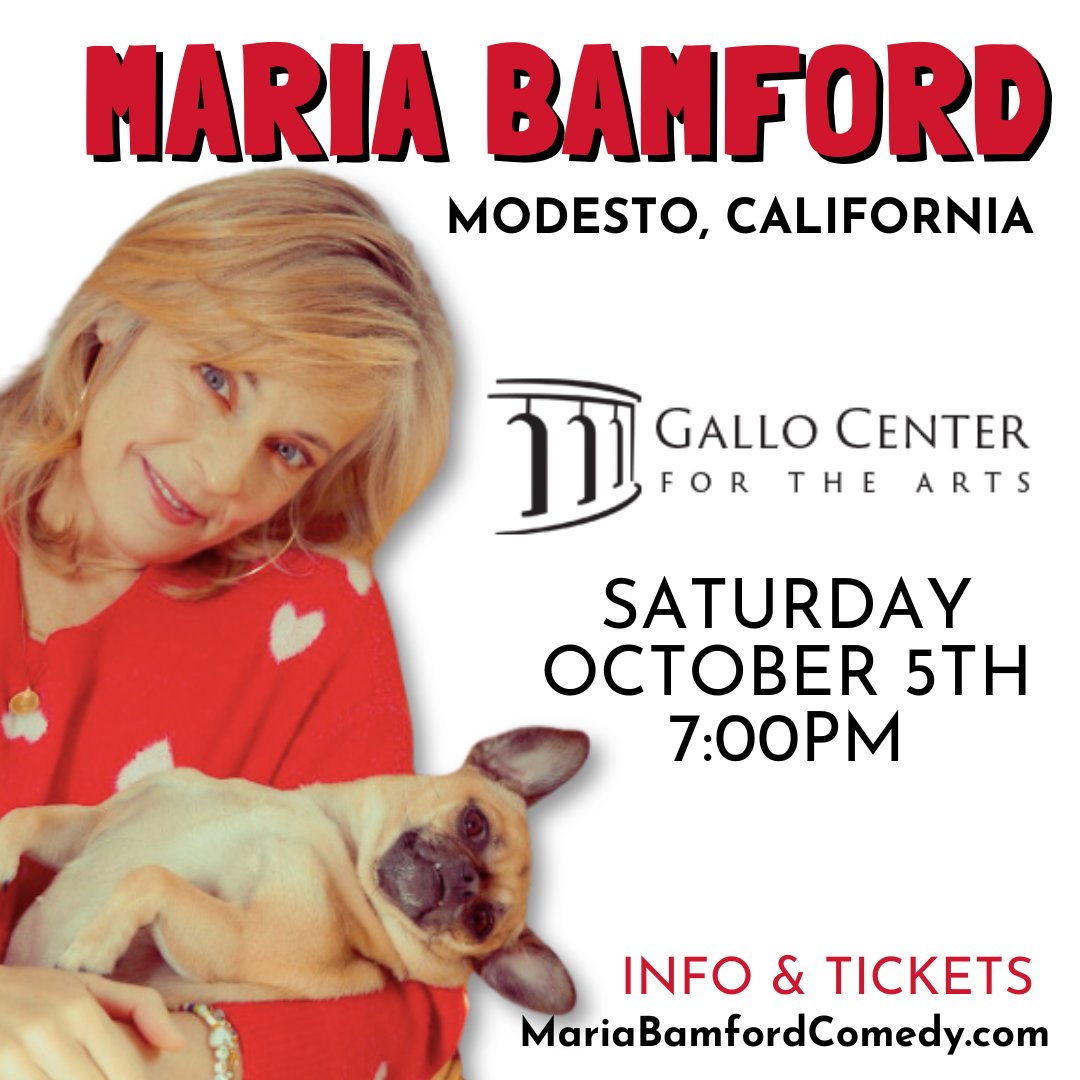 📍MODESTO!! Muffin wants to know if you're coming to see me at Gallo Center for The Arts on October 5th at a respectable 7pm! 

🎟️Get more info and Tickets at tickets.galloarts.org/10040 

Share with friends who wish their dog could come to the comedy show!!
