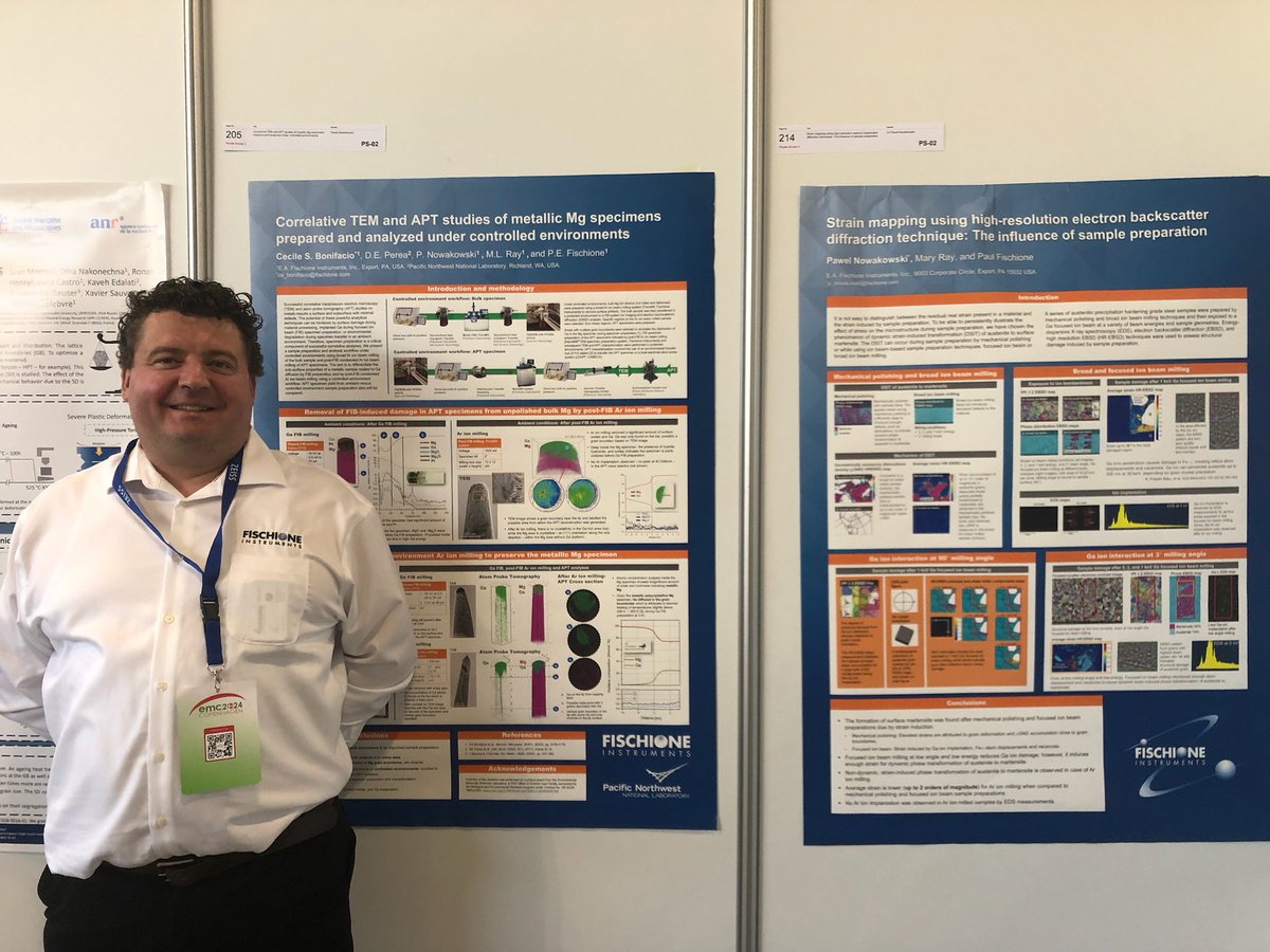 Today, Pawel Nowakowski presented his work, Strain mapping using high-res EBSD. Thursday, he will present Cecile Bonifacio's work, Correlative TEM/APT studies of Mg samples prepared in controlled environments. Talk with Pawel at stand C22 at #EMC2024.