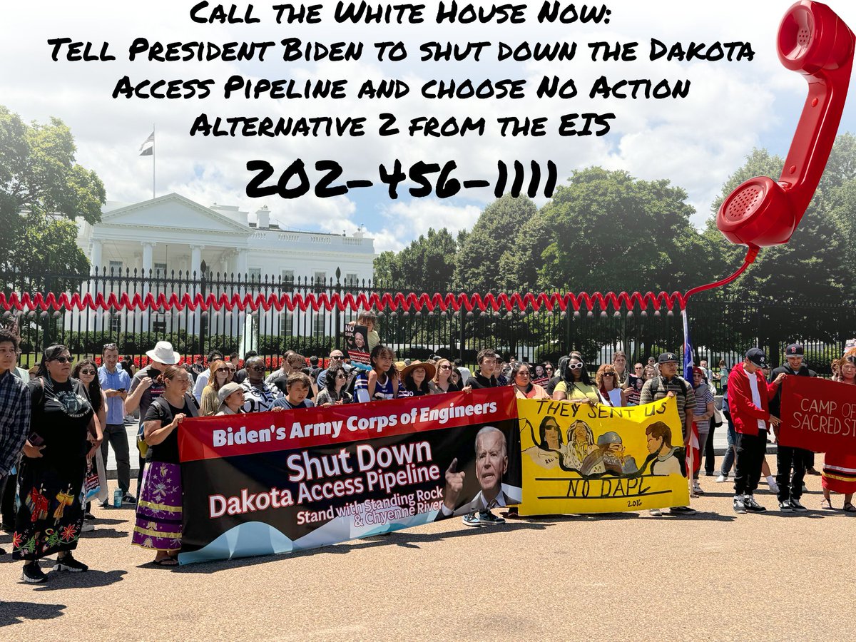 PriceofOil's tweet image. ☎️ Call the @WhiteHouse now at 202-456-1111 &amp;amp; tell @POTUS to shut down the Dakota Access Pipeline by choosing "No Action Alternative 2" from @USACEHQ Environmental Impact Statement.  #NoDAPL #StopDAPL