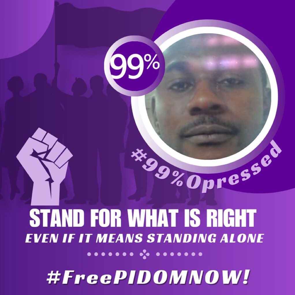 firstladyship's tweet photo. His only crime was exposing the corruption in Nigeria. In a state ruled by the corrupt, only the guilty are afraid. Free PIDOM, or present him before a judge. I can’t breathe; I am one of the 99% Oppressed, &amp; Journalism is not a crime.

#FREEPIDOMNIGERIANOW ✊✊ https://t.co/EHRLUzg1o1