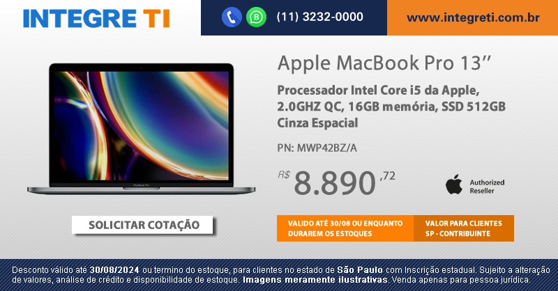 Integre_TI's tweet photo. Ofertas Apple | Macbook Pro | iPad | Somente até 30/08.

Solicite uma cotação em: https://t.co/I5jHSiztkZ 

Ver Condições Comerciais.

#Apple
#Macbook
#MackbookPro
#MackbookPro16
#MackbookPro13
#MackbookProM3
#iPad
#INTEGRETI
#AppleAuthorizedReseller https://t.co/VIz0TYXgvB