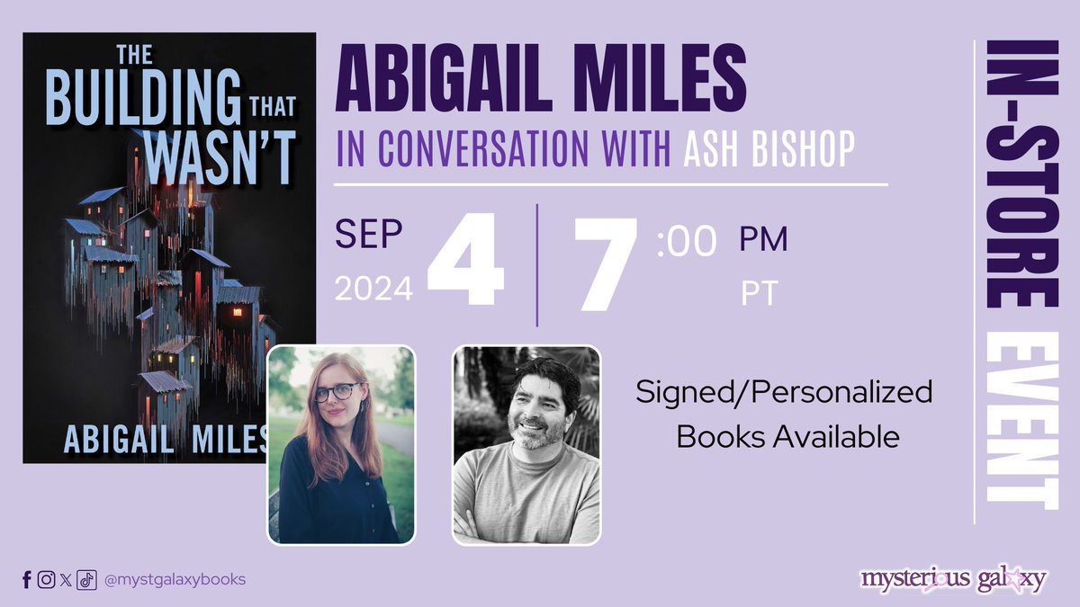 ✨ On Wednesday, September 4th, 2024 at 7 PM PT, we're hosting an in-store event with ABIGAIL MILES - in conversation with ASH BISHOP - for THE BUILDING THAT WASN'T! 

Signed/personalized books available! 

For more information &amp; to register -&gt; buff.ly/46561lz