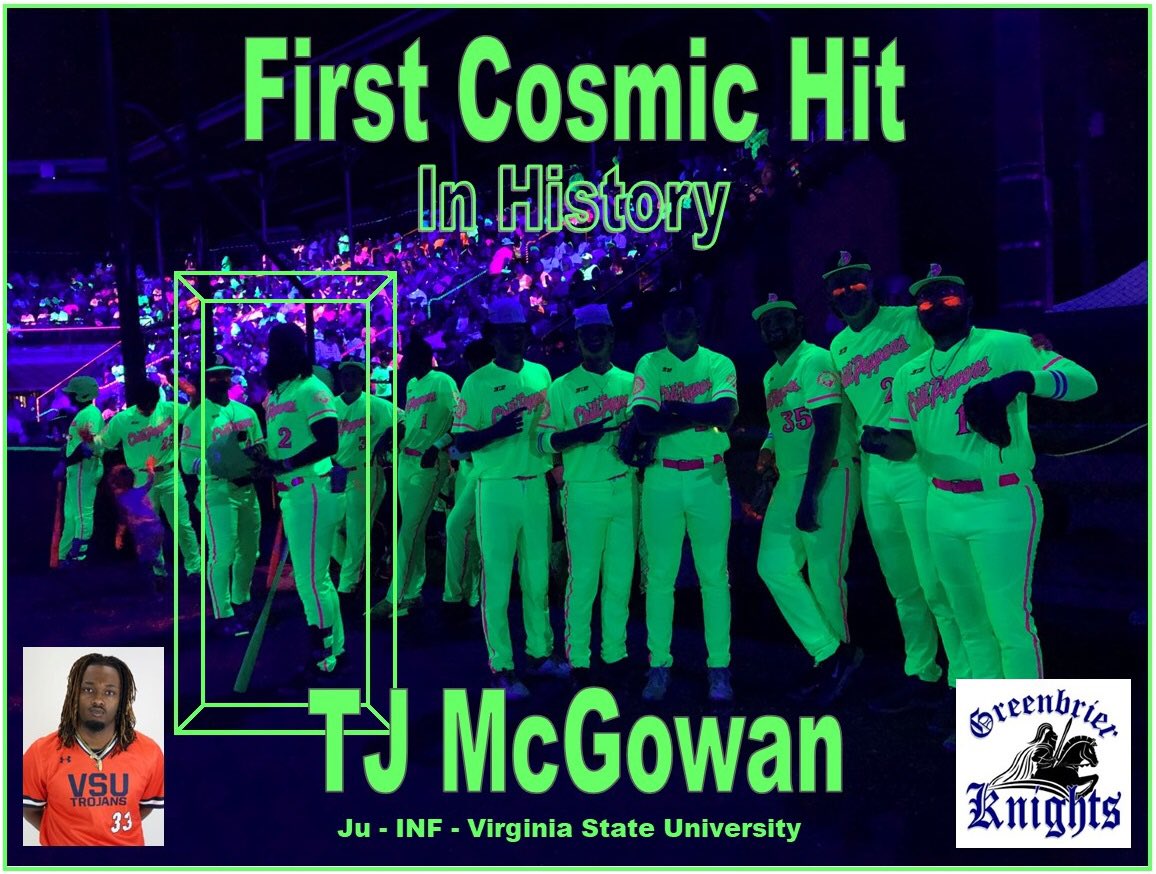 Congratulations to TJ McGowan, who had the first Cosmic Baseball hit in history
