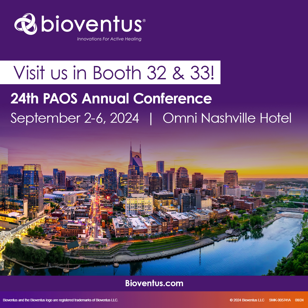 We’re heading to Nashville for the 24th PAOS Annual Conference, September 2-6. Be sure to stop by our booth to learn about our full portfolio of hyaluronic acid products for knee osteoarthritis, and about our ultrasound bone healing system.

#PAOS2024