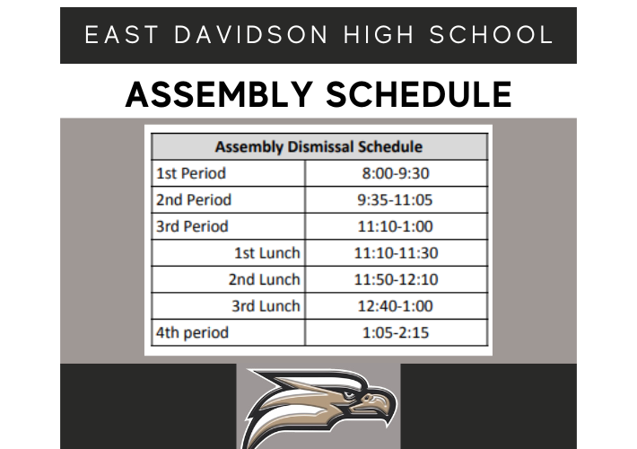 We will follow the Assembly Schedule on Friday, August 30. edl.io/n1957499