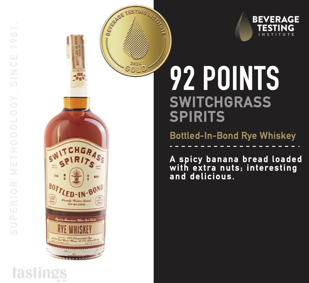 Switchgrass Spirits (@switchgrassmo) on Twitter photo Both our Bottled-in-Bond Bourbon & Rye took home Gold from <a href="/BeverageTesting/">Beverage Testing Institute</a>!
We love the judges’ tasting notes that accompany the 92 point score & are honored to score evenly with some of our fave national brands like Four Roses, Uncle Nearest, Redwood Empire, & Koval! Both our Bottled-in-Bond Bourbon & Rye took home Gold from <a href="/BeverageTesting/">Beverage Testing Institute</a>!
We love the judges’ tasting notes that accompany the 92 point score & are honored to score evenly with some of our fave national brands like Four Roses, Uncle Nearest, Redwood Empire, & Koval!