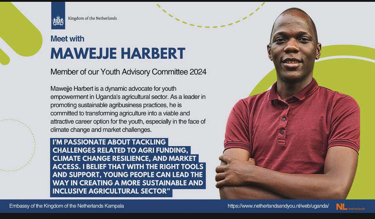 Delighted to represent the young farmers  interests  on this honorable Youth Advocacy committee  of the embassy of kingdom of the Netherlands Uganda 2024-2025