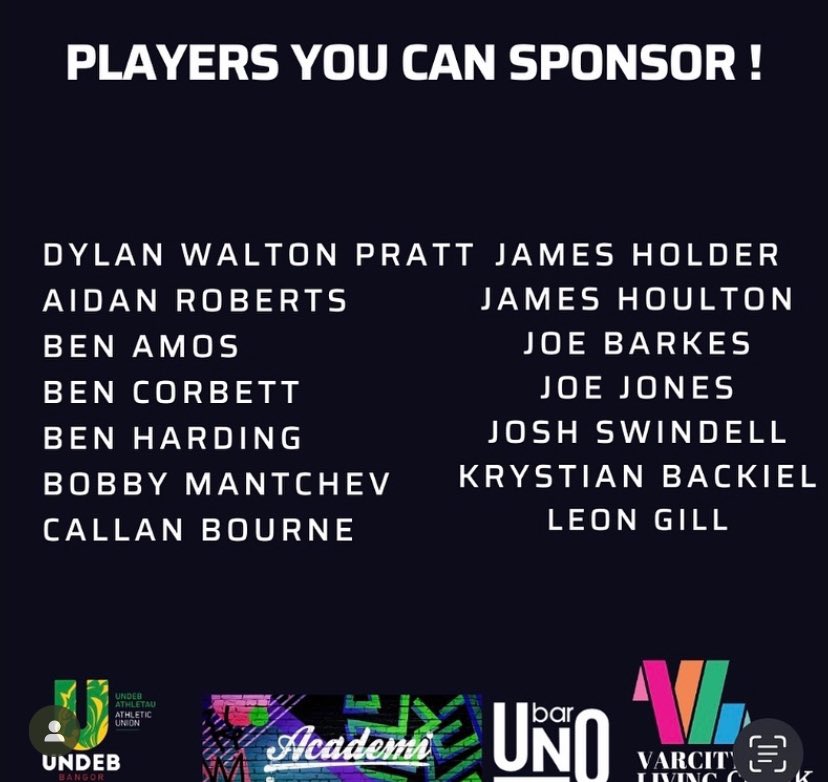 ⚫️PLAYER SPONSORSHIP 🟢⚫️

We’re currently on the lookout for individual player sponsorships. Your business will be advertised/tagged on match day posts and also when your player scores, assists or keeps a clean sheet !
For more information contact the instagram page !!