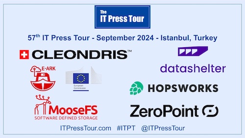 57th Edition of <a href="/ITPressTour/">The IT Press Tour</a> in Istanbul <a href="/StorageTopNews/">StorageNewsletter</a> bit.ly/4dLNcao <a href="/cleondris/">Cleondris</a>  <a href="/datashelter/">Datashelter</a>  <a href="/EU_eArchiving/">E-ARK Consortium</a>  <a href="/hopsworks/">Hopsworks</a> <a href="/MooseFS/">MooseFS</a>  <a href="/ZeroPointTechno/">ZeroPoint Technologies</a> #multiCloud #DataManagement #FileStorage  #DataProtection #archiving #AI #NAS #Analytics #memory #DataCenter #ITPT
