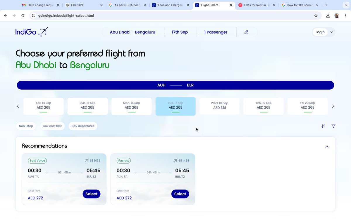 d_mishra229's tweet photo. Why @IndiGo6E is going against @DGCAIndia policy??? I booked a flight just 12 hours back and they asked me for extra amount when I requested for reschedule, despite of the fact that there is no price change for the new flight even on their portal. https://t.co/vberrrM1tF