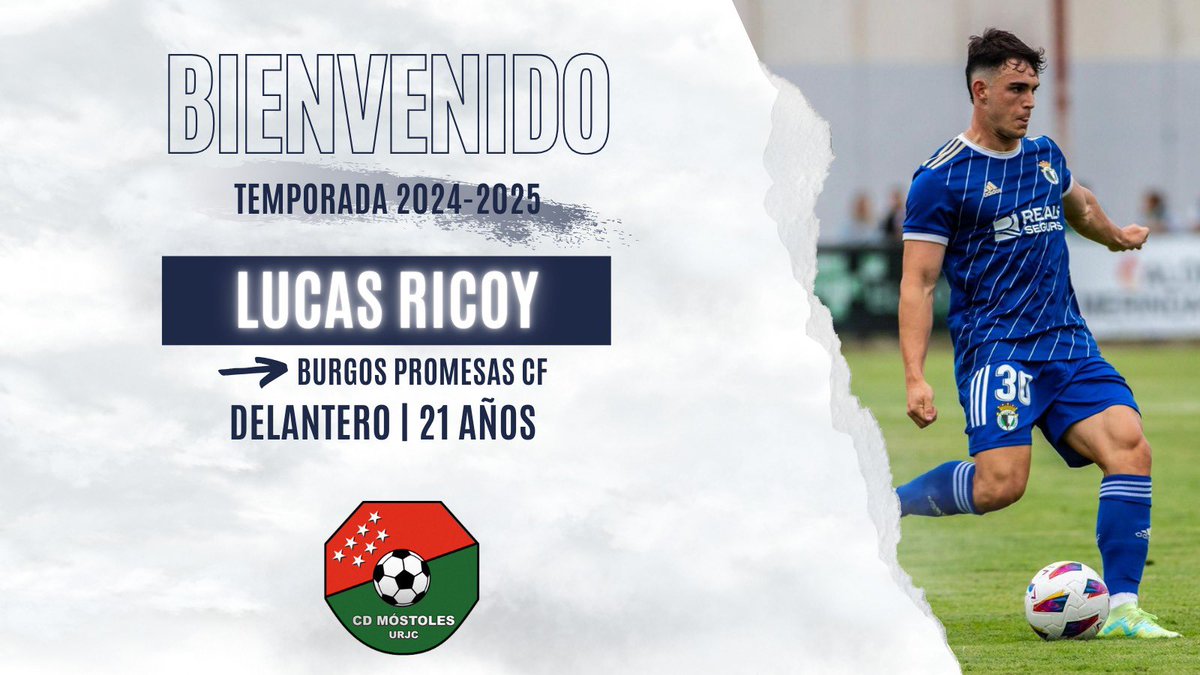🔵 OFICIAL | ¡𝗟𝗨𝗖𝗔𝗦 𝗥𝗜𝗖𝗢𝗬 (<a href="/lricoy7/">Lucas Ricoy Serrano</a>) se une al proyecto del CD Móstoles para la temporada 2024-2025!

➡️ El delantero recala desde el <a href="/Burgos_CF/">Burgos Club de Fútbol</a>.

💥 Poderío físico, rapidez, potencia, olfato goleador y lucha.

🔗 cdmostoles.com/pnfg/NPcd/NFG_…

#VamosMiMóstoles 🔵