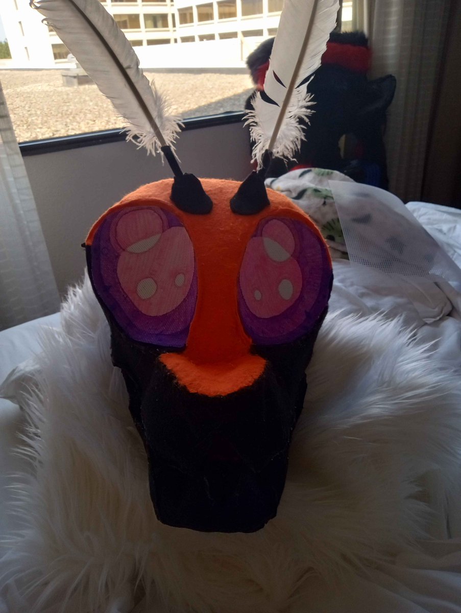 LunaticLunic's tweet photo. This is my first time ever making a fursuit head! It is based off of a Buck Moth. It turned out better than I thought it would. I'm hoping to improve in the future. https://t.co/tV40jsnhq8