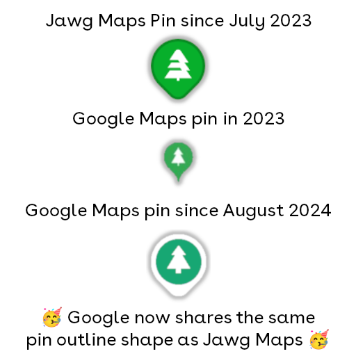 📢Some news from <a href="/googlemaps/">Google Maps</a> they just updated their pin outline, they are much better now
And the best part is: #GMaps is now sharing the same pin outline shape as <a href="/jawgio/">Jawg Maps</a>, great minds think alike 🥳

#Google #GoogleMaps #OSM #Maps #FrenchTech #OpenStreetMap #JawgMaps #Facts