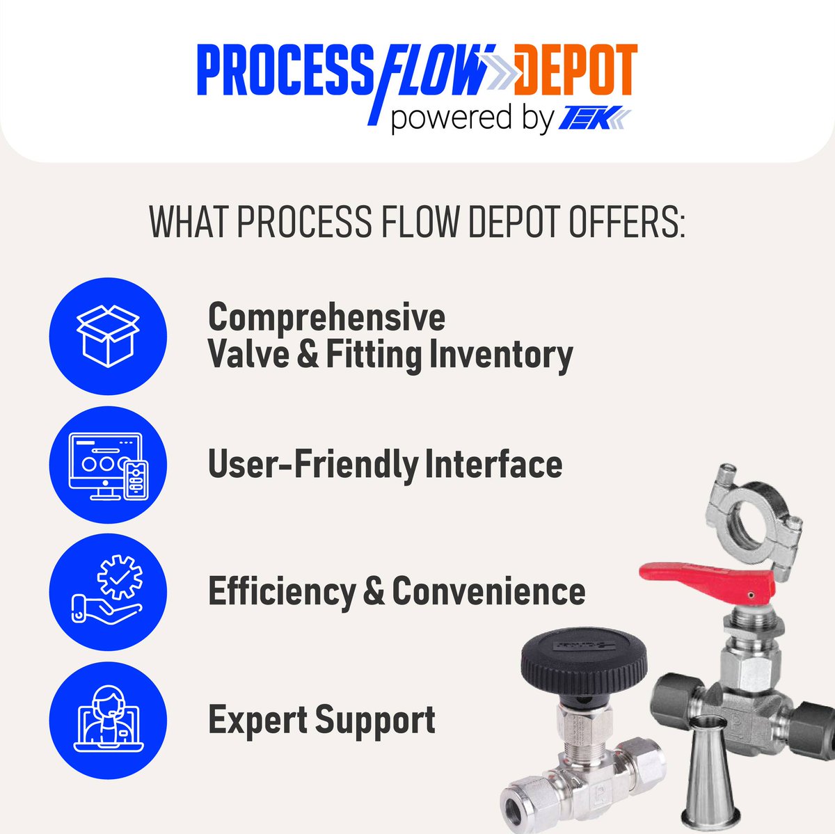 TEKStainless's tweet image. Discover Process Flow Depot for all your flow needs! Valves, fittings, and more. Visit 👉 ow.ly/1xUw50T0JMo #processflow #valves #fittings #semiconductor #biotech #biopharma
