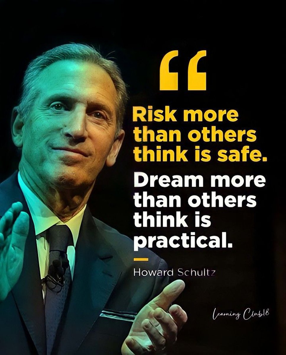 ChudTsankov's tweet photo. 🔑 Risk more than others think is safe. Dream more than others think is practical. -Howard Schulz
#HowardSchulz #Motivation #Success #Quotes #Starbucks https://t.co/OZXkeLYi6n