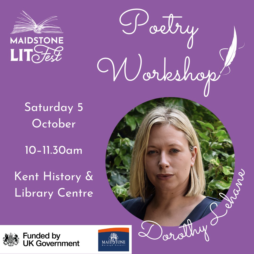 Maidstone LitFest (@maidlitfest) on Twitter photo Want to write poetry? Join published poet and former creative writing lecturer Dorothy Lehane at our poetry workshop.
Book your tickets now: 👇
maidstonelitfest.org/what-s-on
<a href="/DorothyLehane/">Dr Dorothy Lehane</a> <a href="/kentlibraries/">Kent Libraries</a> <a href="/maidstonebc/">maidstonebc</a> #poetry #workshops #events #maidstone #maidstonelitfest Want to write poetry? Join published poet and former creative writing lecturer Dorothy Lehane at our poetry workshop.
Book your tickets now: 👇
maidstonelitfest.org/what-s-on
<a href="/DorothyLehane/">Dr Dorothy Lehane</a> <a href="/kentlibraries/">Kent Libraries</a> <a href="/maidstonebc/">maidstonebc</a> #poetry #workshops #events #maidstone #maidstonelitfest