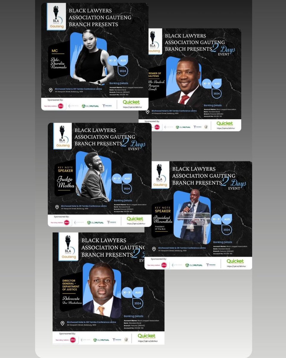 gauteng22's tweet photo. Our final line up for our upcoming gala dinner. Please note that tickets are sold out, see you Friday 30 August 2024 at the Gala, no tickets will be sold at the venue. 🇿🇦 https://t.co/PDvnZ06d6j