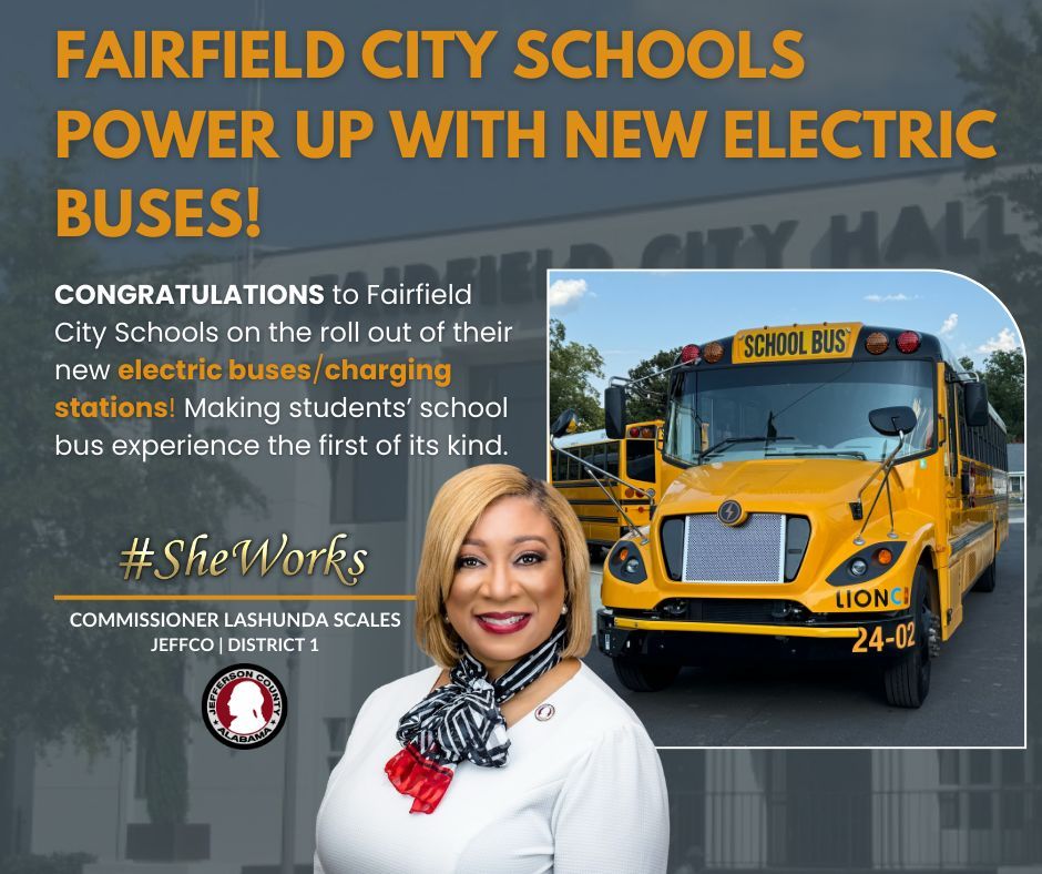 JeffCoDist1's tweet photo. #SheWorks
Fairfield City Schools Power Up with New Electric Buses! #JeffCo #Fairfield #School #Buses #EV #Climate #Change https://t.co/oKzXxj23Vo