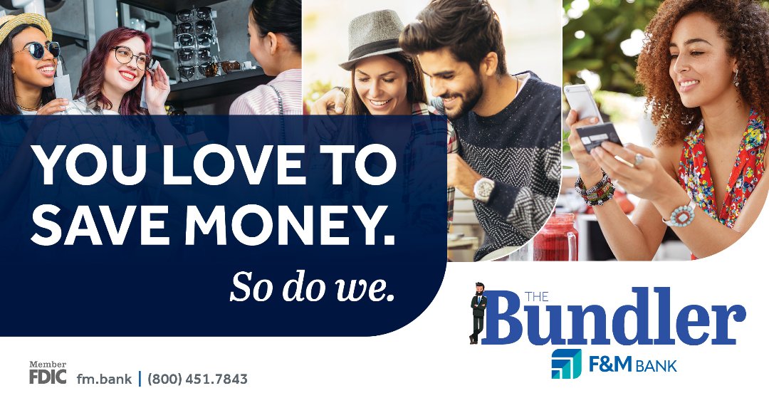 Haven't checked out 'The Bundler' by F&amp;M Bank?
Stop into a local branch today and open an account.
We'll put savings right at your fingertips. 📲
🖇️Learn More: fm.bank/personal/bank/…