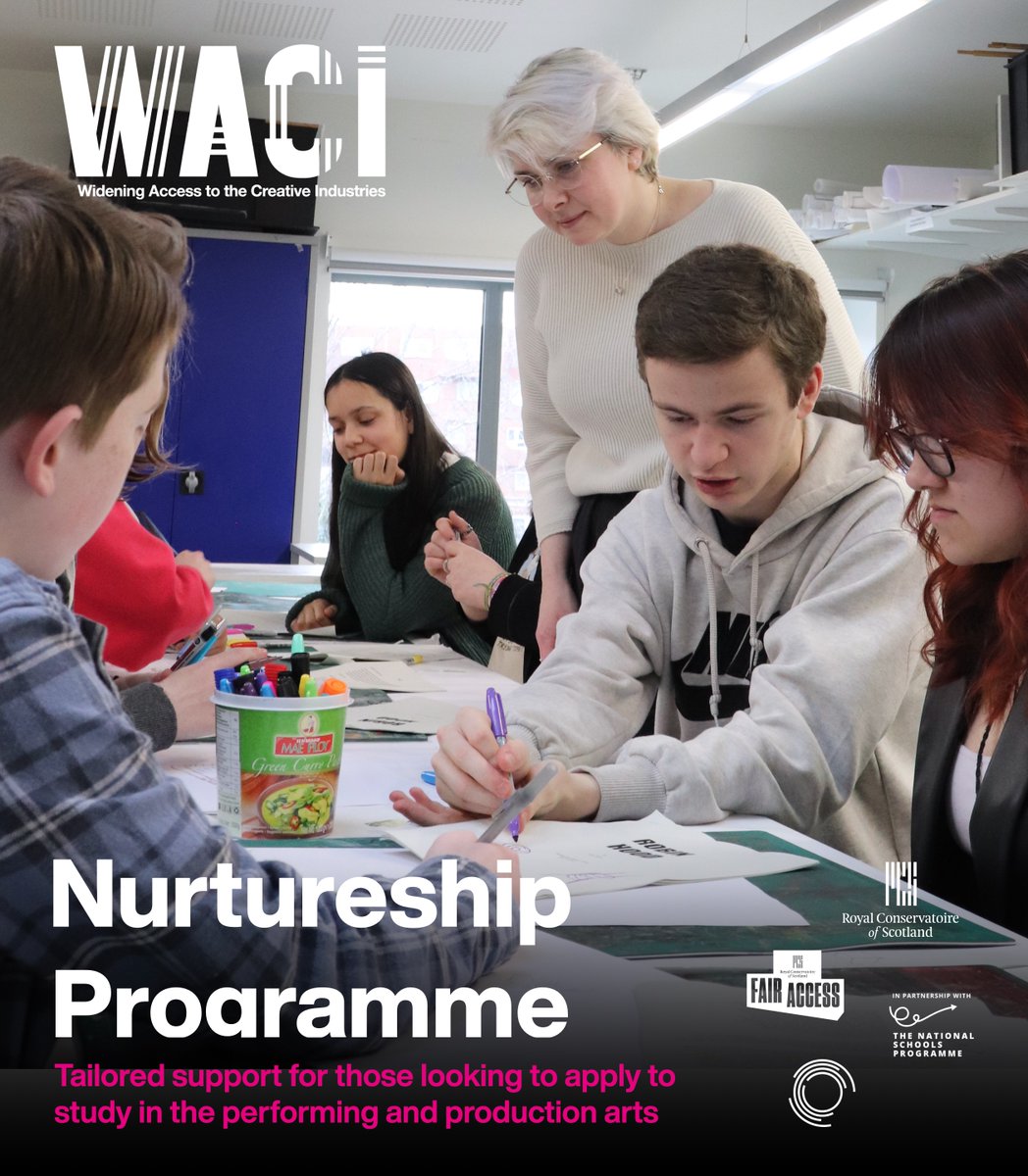 New for 2024, WACI are delighted to announce our new national Nurtureship Programme. Designed to support a small group of determined S5/6 pupils looking to apply to study in the performing and production arts.

Read more on our website and get involved!
🌐 portal.rcs.ac.uk/waci/nurture-2…