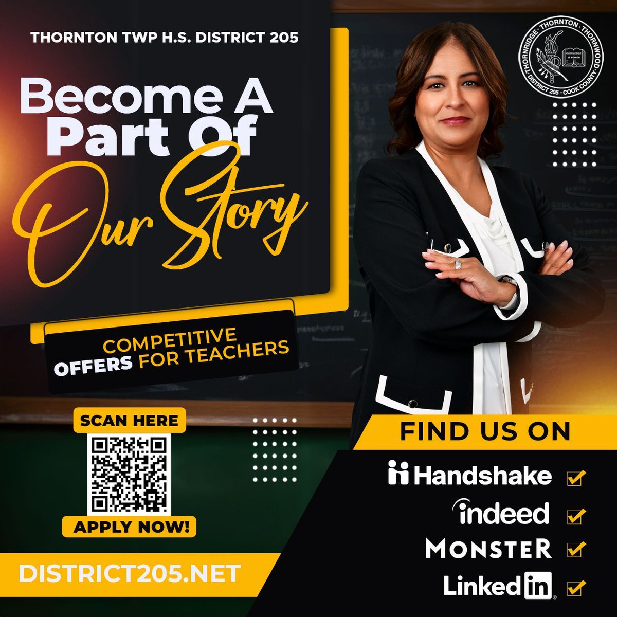 Thornton Township High School District 205 is thrilled to announce new opportunities for educators and administrators. We welcome teachers and administrators to become part of our team and contribute to our educational journey. buff.ly/4cJ3MpO