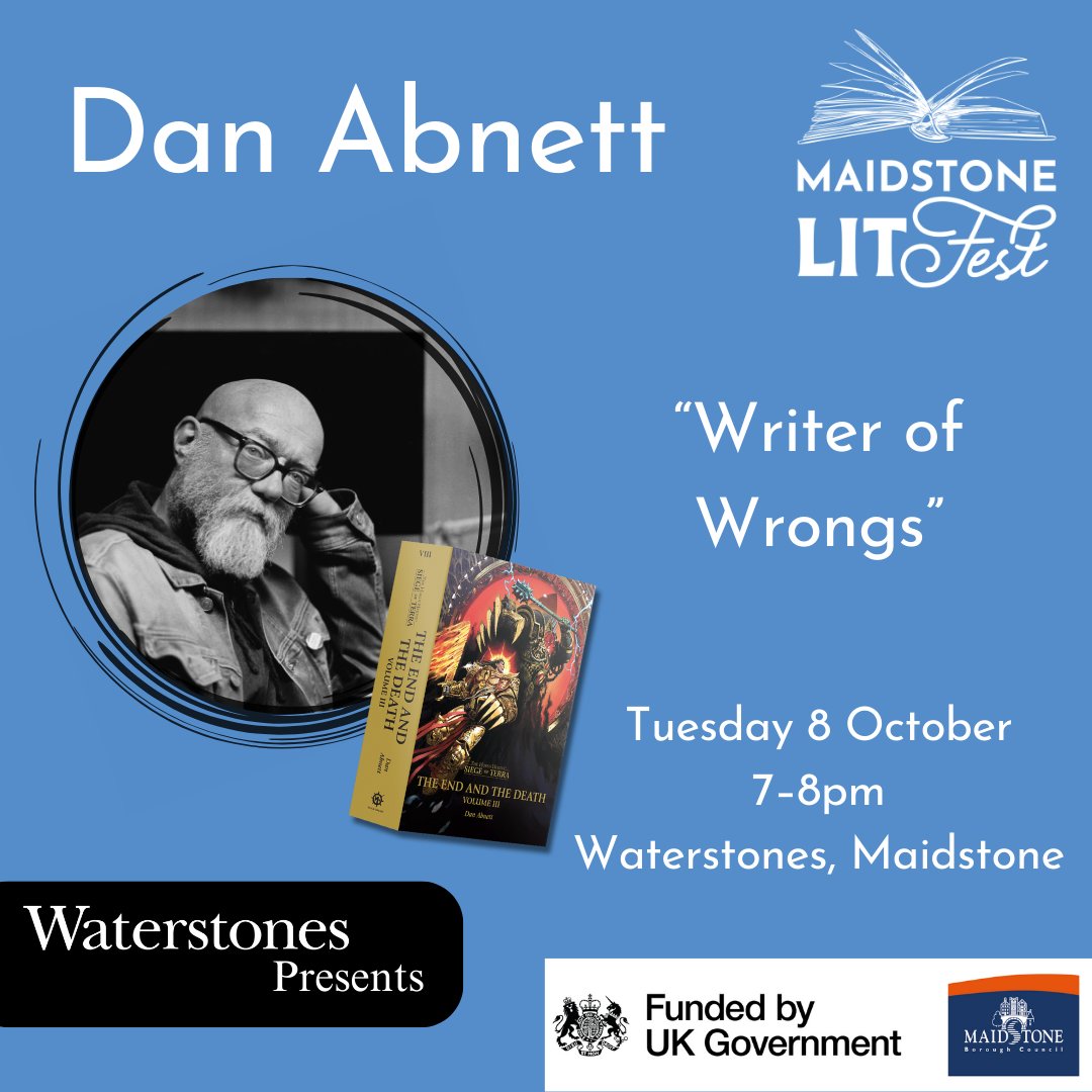 Maidstone LitFest (@maidlitfest) on Twitter photo "Writer of Wrongs" – Comic book writer and novelist Dan Abnett is appearing <a href="/WaterstonesFrem/">Waterstones Maidstone</a> to talk about his work, career and Warhammer fame.
Book your tickets now: 👇
maidstonelitfest.org/what-s-on
<a href="/VincentAbnett/">Dan Abnett + Nik</a> <a href="/maidstonebc/">maidstonebc</a> <a href="/Maidstoneinfo/">Visit Maidstone</a> #WarhammerCommunity #maidstone #events "Writer of Wrongs" – Comic book writer and novelist Dan Abnett is appearing <a href="/WaterstonesFrem/">Waterstones Maidstone</a> to talk about his work, career and Warhammer fame.
Book your tickets now: 👇
maidstonelitfest.org/what-s-on
<a href="/VincentAbnett/">Dan Abnett + Nik</a> <a href="/maidstonebc/">maidstonebc</a> <a href="/Maidstoneinfo/">Visit Maidstone</a> #WarhammerCommunity #maidstone #events