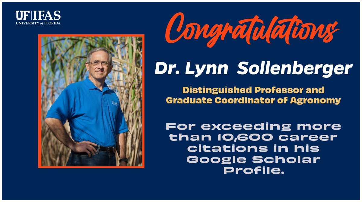 Agronomy at UF (@ufifasagronomy) on Twitter photo ✨ Congratulations to Dr. Lynn Sollenberger, a Distinguished Professor <a href="/UFIFASAgronomy/">Agronomy at UF</a> Department <a href="/UF_IFAS/">UF IFAS Solutions</a>, as he has recently achieved a significant milestone by surpassing 10,000 career citations on his Google Scholar profile. ✨ Congratulations to Dr. Lynn Sollenberger, a Distinguished Professor <a href="/UFIFASAgronomy/">Agronomy at UF</a> Department <a href="/UF_IFAS/">UF IFAS Solutions</a>, as he has recently achieved a significant milestone by surpassing 10,000 career citations on his Google Scholar profile.