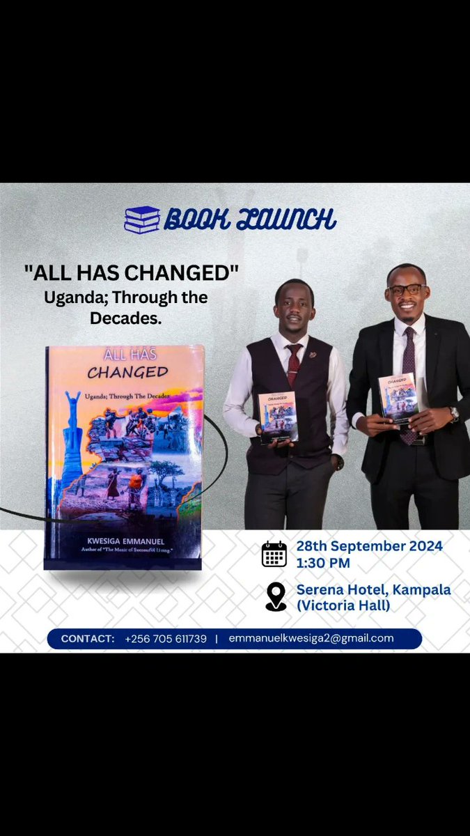 KWESIGA EMMANUEL πΊπ¬ (@kwesiga_emma) on Twitter photo Today, I met <a href="/anitamuhairwe/">Anita M Malinga</a>, ANITA MALINGA MUHAIRWE about the forthcoming launch of my second book "ALL HAS CHANGED"
She supported the cause financially, and she confirmed her presence that day.
Thank you, madam Anita ππΏππΏ Today, I met <a href="/anitamuhairwe/">Anita M Malinga</a>, ANITA MALINGA MUHAIRWE about the forthcoming launch of my second book "ALL HAS CHANGED"
She supported the cause financially, and she confirmed her presence that day.
Thank you, madam Anita ππΏππΏ