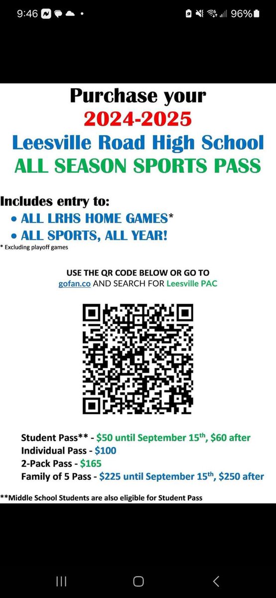 Purchase your 2024-2025 ALL Season/ALL Sports Pass today! 
🏈🎾🏀🥍⚽️🥎🏈🏐
