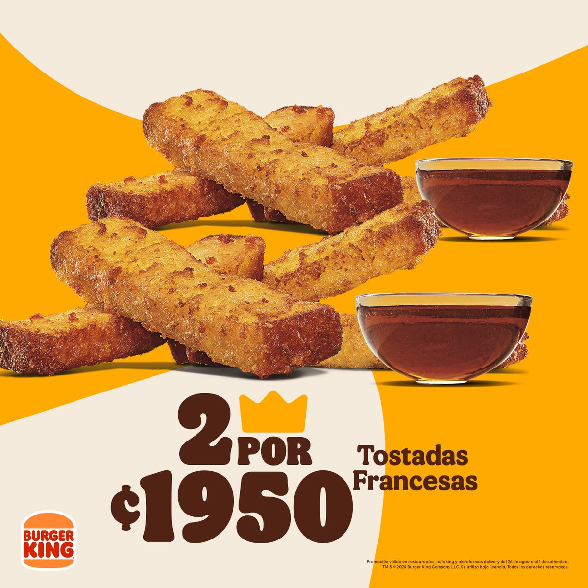 Vos tranquilo que nosotros calmados, porque el desayuno ya está listo. 🔥
Aprovechá un 2x¢1.950 en Tostadas Francesas. 👑