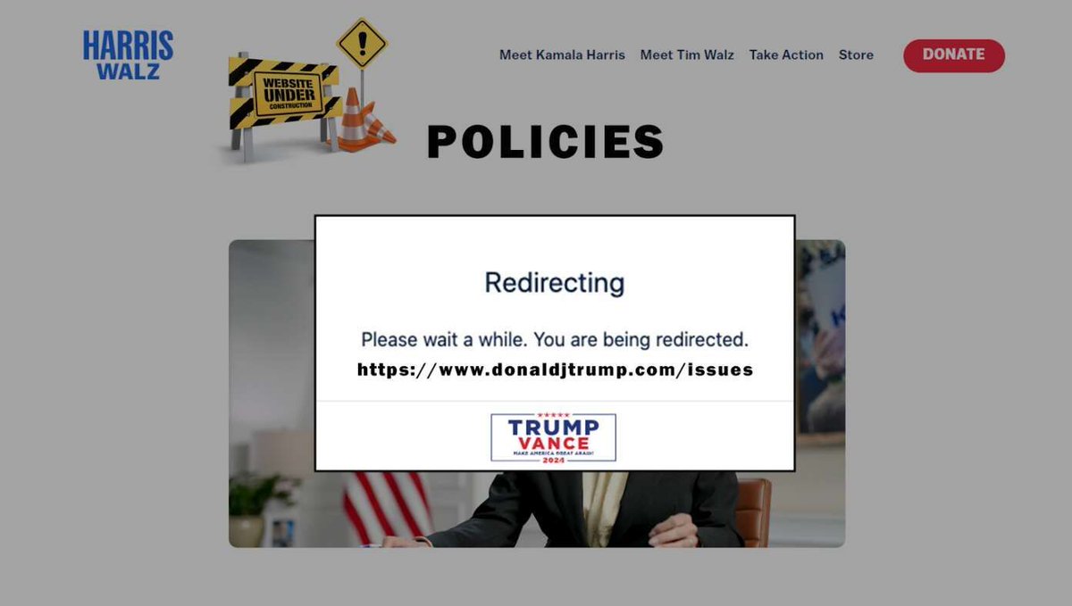 Kamala Policy Page Now Just Redirects To Trump’s Website buff.ly/3YY89u0