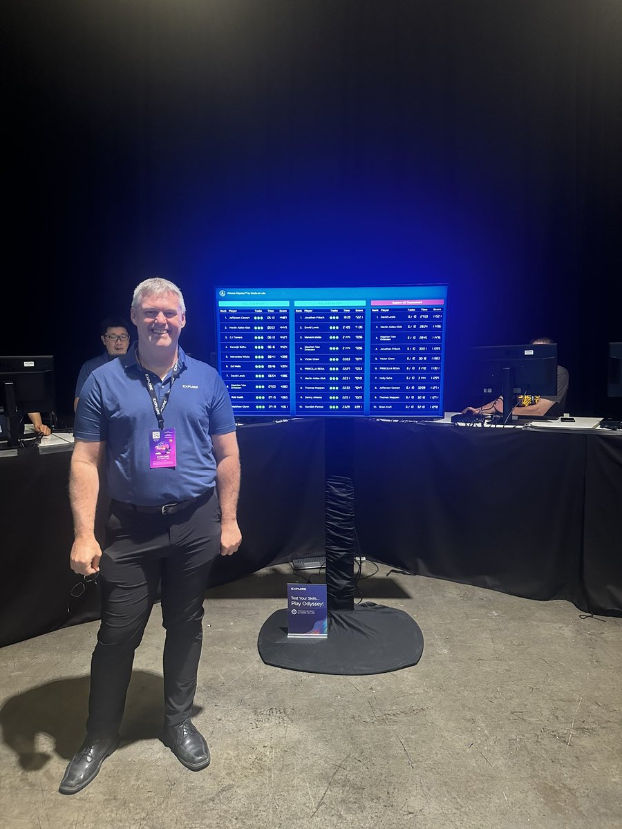 VMwareHOL's tweet image. The VMware Odyssey Tournament lifts off 🚀 at 2 PM today at Level 2, The Hub, Hall C! Watch live as competitors battle it out with an MC, tons of energy, and great prizes up for grabs. Don’t miss the fun! 🎮 #VMwareExplore #VMwareHOL