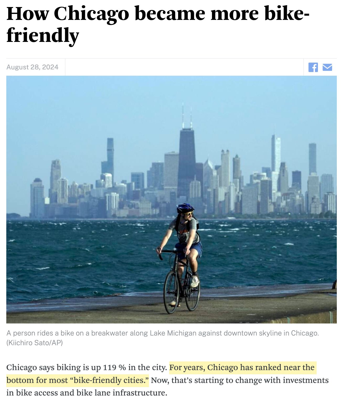 John Greenfield on X Geez Louise will news outlets please stop using People for Bikes claim that Chicago is near the bottom for most bike friendly cities Here s a full explanation of why
