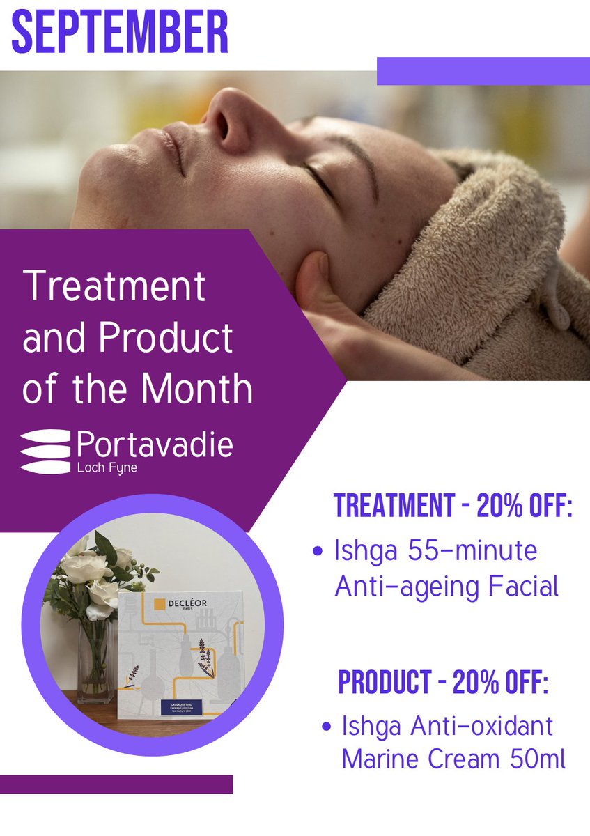 Here's our September treatment and product of the month ✨

Book your treatment now ⬇️
portavadie.try.be/items/644baac1…