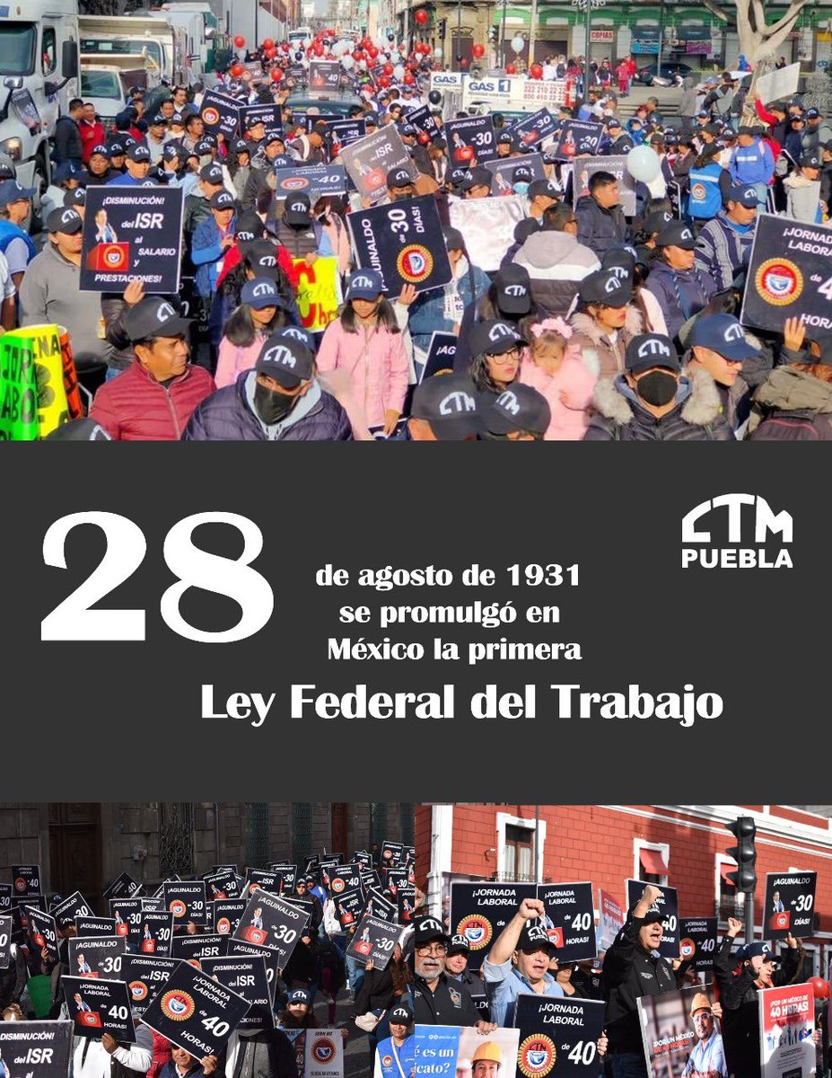 El avance tan significativo que han tenido las y los trabajadores es a través del trabajo y preocupación del líder <a href="/leobardosoto/">Leobardo Soto</a> de la <a href="/CTMPuebla/">CTM_FTPuebla</a> para una vida mejor a los 93 años de la primera Ley Federal del Trabajo de la mano siempre del senador <a href="/CarlosAceves_/">Carlos Aceves del Olmo</a> <a href="/CTM_MX/">CTM Nacional</a>