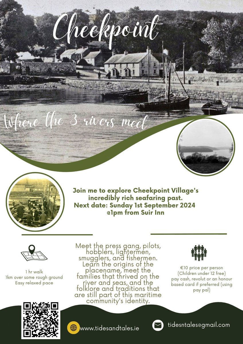 My next walk event is this coming Sunday 1st Sept at Cheekpoint, focusing on the maritime history of the community (as heard on RTE Radio 1's Country Wide if yer not offended!) #Waterford