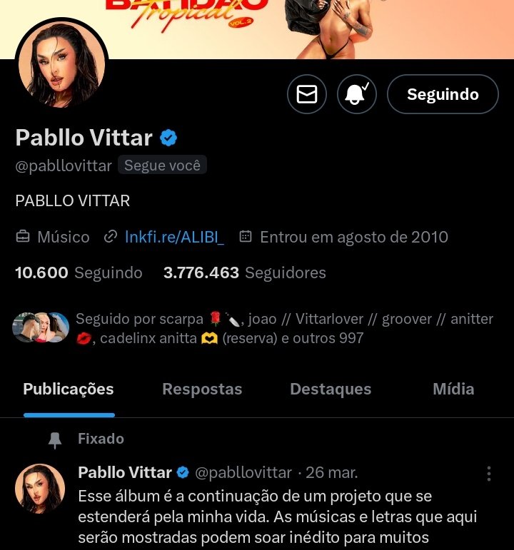 vittarzinhu's tweet photo. @pabllovittar seguindo só as maiores ♥️ https://t.co/2uOuZ46AuK