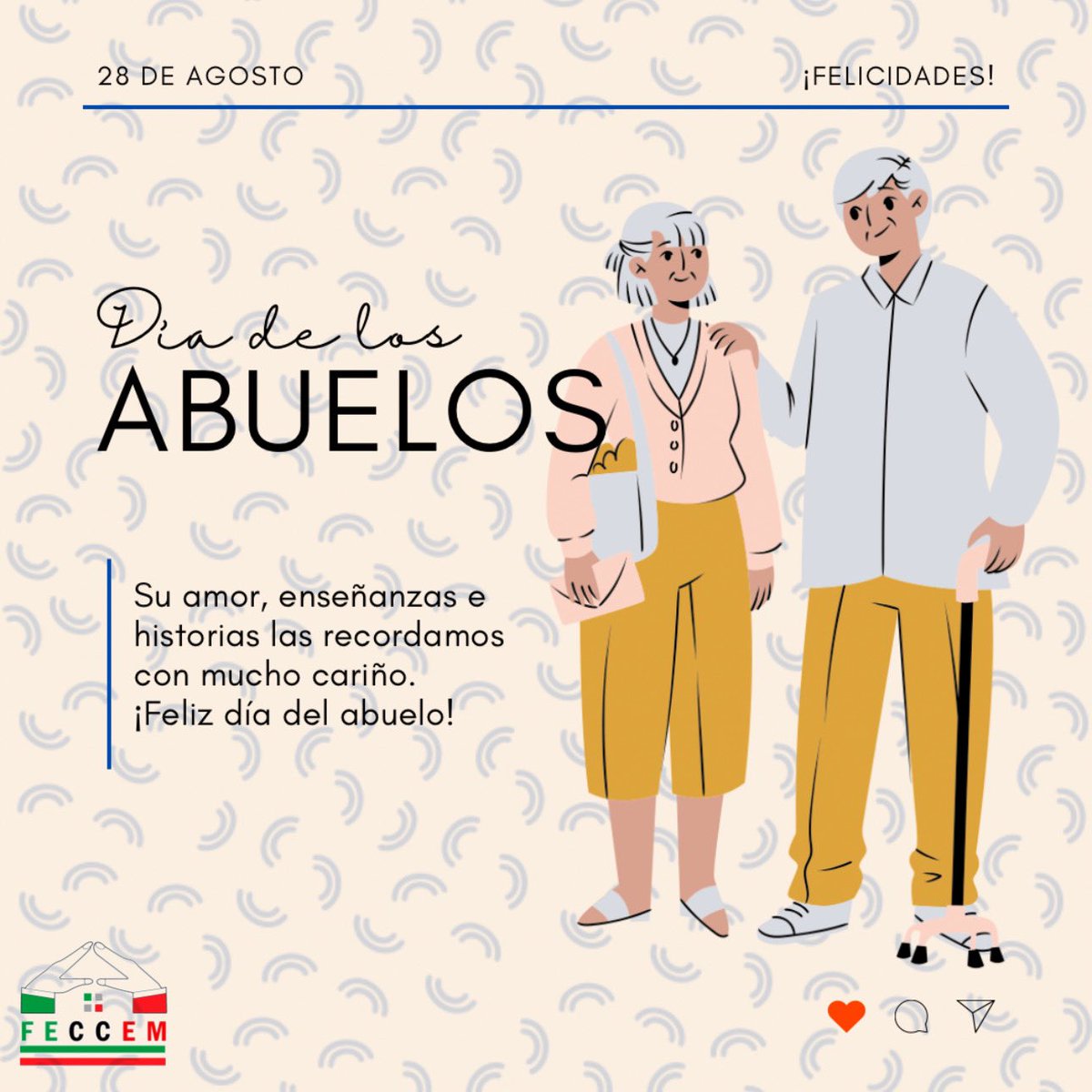 FECCEM1's tweet photo. ¡Felicitaciones a todos los abuelos en su día! 
En nombre de Feccem Cerón, queremos expresar nuestro agradecimiento y admiración por todo lo que hacen por nosotros.

¡Que este día sea lleno de alegría y que sigan siendo un ejemplo a seguir para todas las generaciones! https://t.co/A3xlXvZ8Y2