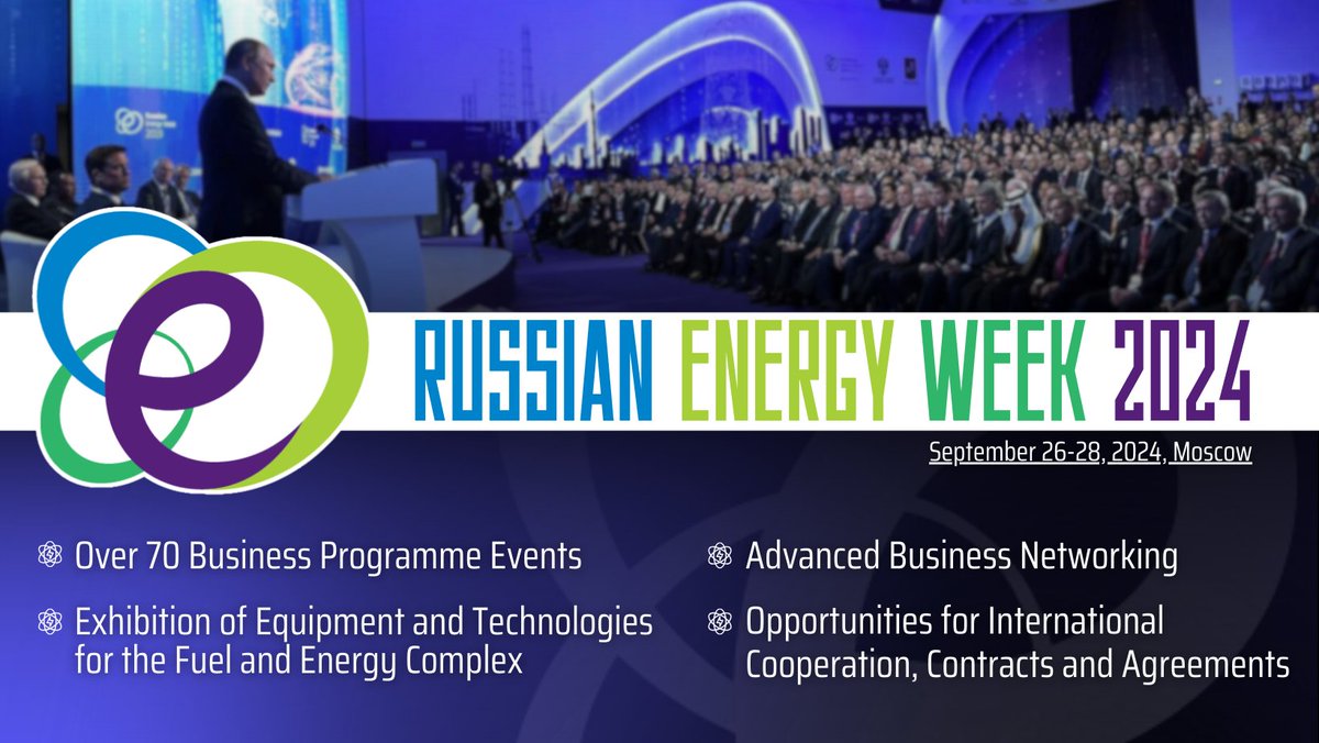 mission_russian's tweet photo. ⚡️ #RussianEnergyWeek 2024 | Sept 26-28, Moscow

🇷🇺 A major international forum, gathering global leaders to discuss key issues in the fuel & energy sector.

🤝 The Forum aims to showcase the potential of Russia's fuel & energy industry while exploring potential for international cooperation.

ℹ️ https://t.co/pCzgPhzE2P
