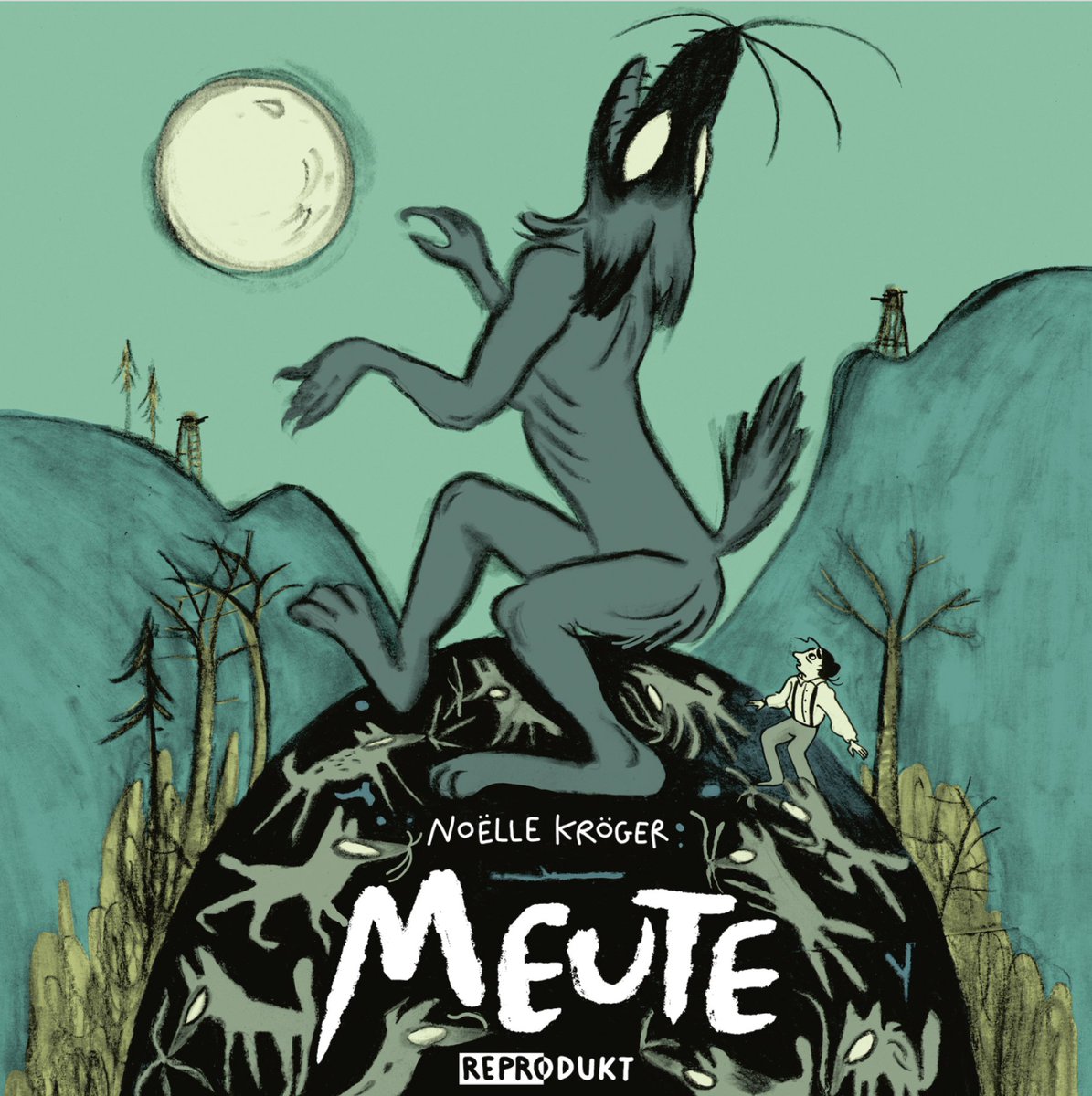 Coming soon: MEUTE von Noëlle Kröger: "Kröger unterwandert hier mit einem großartig-dynamischen Strich sämtliche Dualismen, die sich im Werwolf-Mythos breitmachen." – Brigitte Helbling reprodukt.com/products/meute