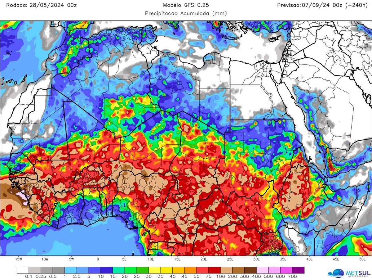 metsul's tweet photo. 🌍 CLIMA | Algo extraordinário está prestes a ocorrer e ganha atenção na Meteorologia mundial: chuva e em muita quantidade no deserto do Saara. E isso não é um bom sinal no clima e pode ter impacto até no Brasil. ▶️ https://t.co/WBE2NnAS0o https://t.co/nPpl3K1mCt