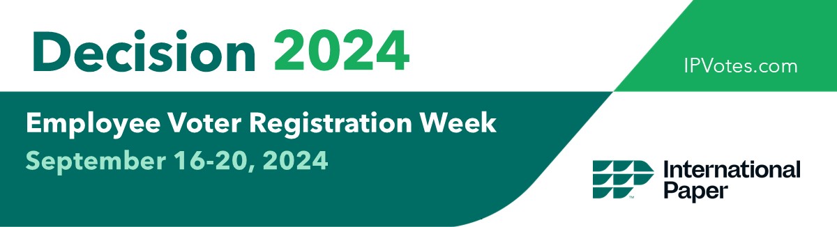Counting down three weeks until Employee Voter Registration Week! At IP, we proudly support Employee Voter Registration Week for 11 years. We provide our workforce with reliable voter resources to engage in the civic process. #IPVotes🗳️ #Decision2024