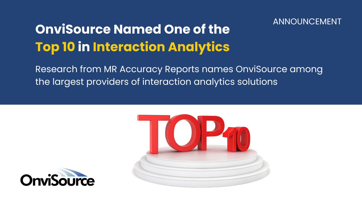 OnviSource's tweet image. We are thrilled to announce that we have been recognized as one of the Top 10 Interaction Analytics Providers! This reflects our commitment to delivering innovative solutions that enhance customer engagement and drive business success. #topten #interactionanalytics #contactcenter