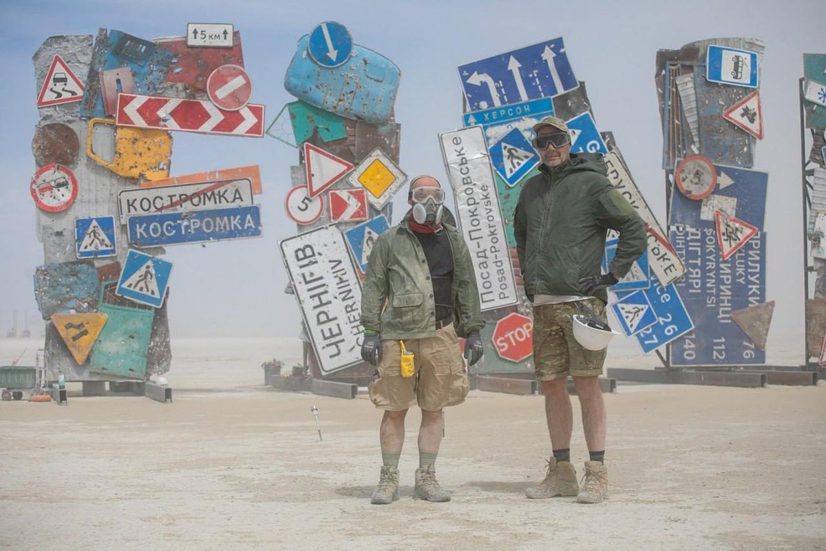 Ukrainians show "I'm Fine" installation at Burning Man festival- BBC

The brightly colored letters, 32 meters long and 7 meters high, are made of road signs and signboards riddled with bullets.